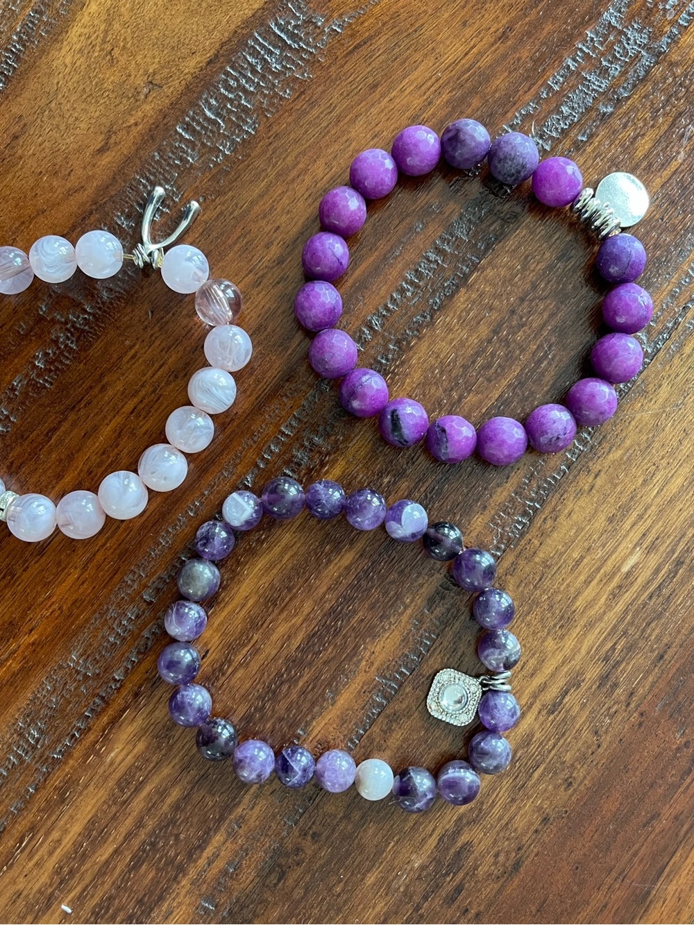 Purple Beaded Stretch Bracelet - Women's Jewelry